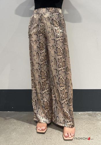 Animal print wide leg Trousers with elastic - ph 1