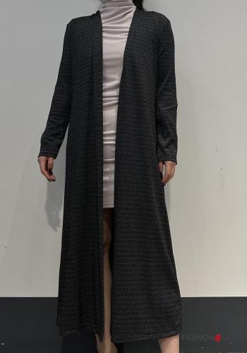 Optical-print long sleeve long Cardigan - ph 1