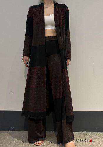Striped long sleeve long lurex Duster Coat - ph 1