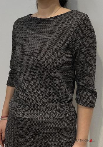 Blouse col rond Imprimé optical manches à trois-quarts