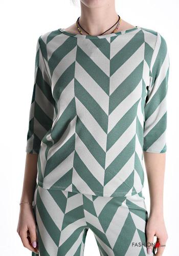 Geometric pattern crew neck Blouse 3/4 sleeve - ph 1