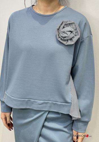 Streifenmuster lange ärmel u-boot ausschnitt Sweatshirt