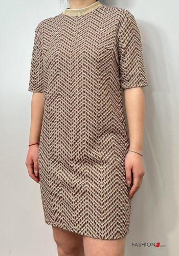 Abito girocollo corto lurex maniche corte Fantasia geometrica - ph 1