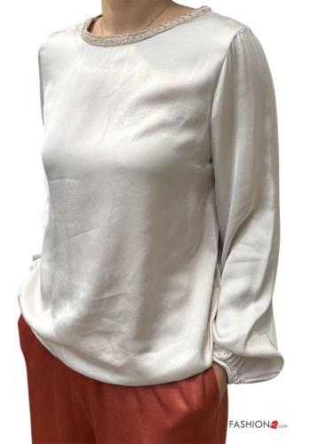Blusa maniche lunghe girocollo