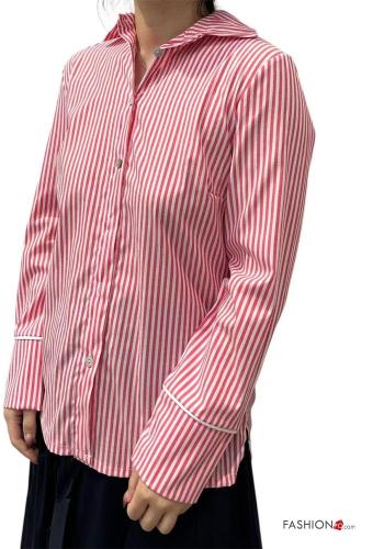 Chemise en Coton manches longues à collet Imprimé à rayures à boutons - ph 1
