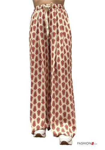 Pantalone wide leg Fantasia stampata con tasche con elastico