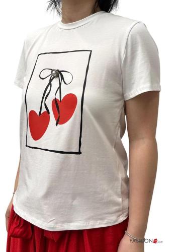 T-shirt en Coton manches courtes col rond imprimé - ph 1
