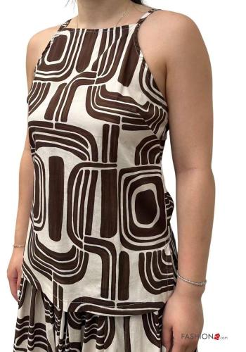 Top in Cotone Fantasia geometrica con bottoni
