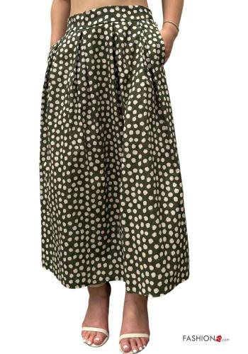 Falda de Algodón Estampado de lunares con bolsillos con elástico - ph 1