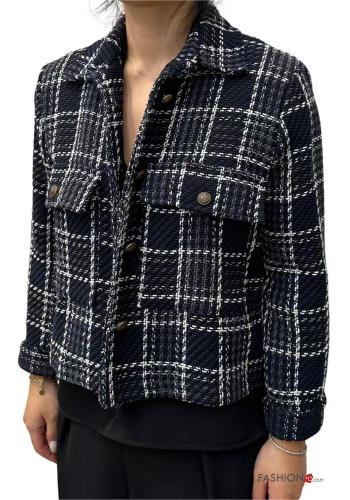 Giacca in Cotone Fantasia geometrica con bottoni con tasche - ph 1