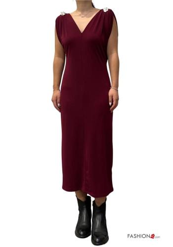 Robe manches courtes à col en V avec fonte