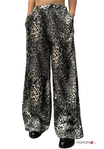 Animal print Trousers with pockets with elastic