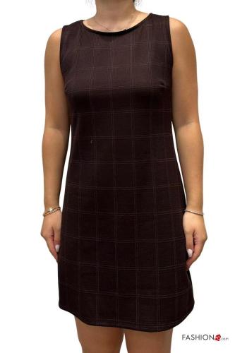 Tartan sleeveless crew neck mini Dress