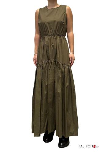 sleeveless crew neck Cotton Dress with flounces