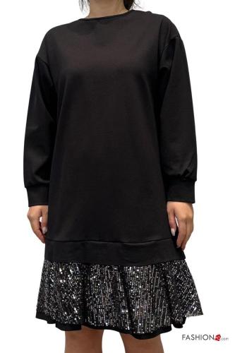 Abito maniche lunghe girocollo con paillettes - ph 1