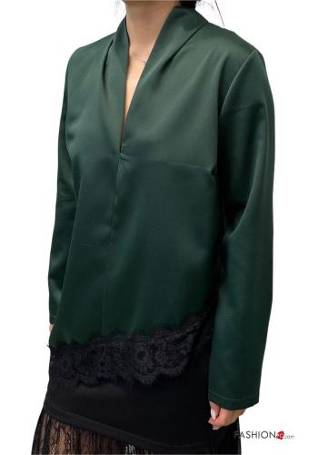 lace trim satin Blouse