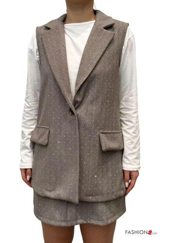 sleeveless shiny Blazer with buttons - ph 1