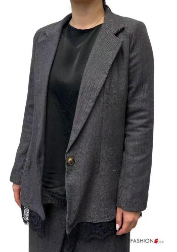 lace trim long sleeve Jacket with buttons with lining