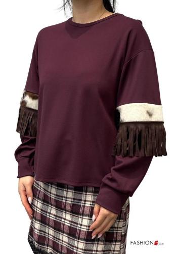 Felpa maniche lunghe girocollo con frange - ph 1