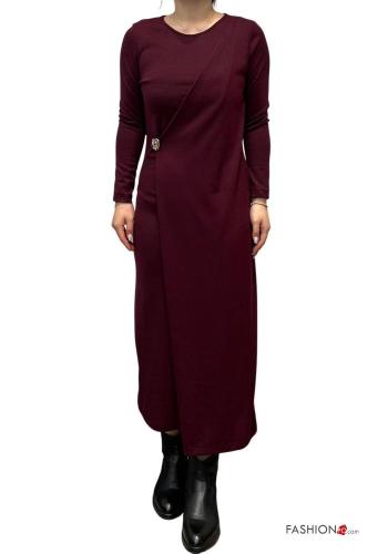 long sleeve crew neck Dress with buttons