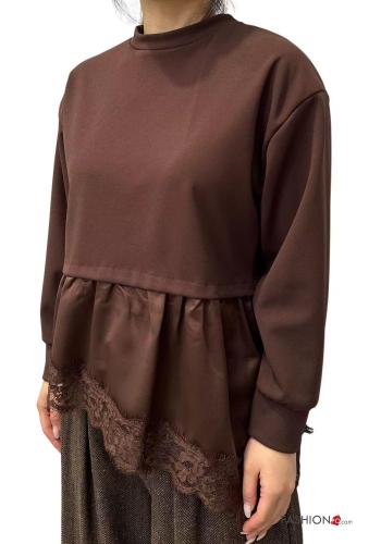 lace trim satin Blouse - ph 1