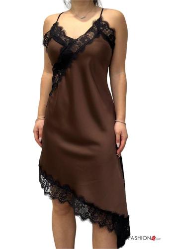 Vestido encaje satén