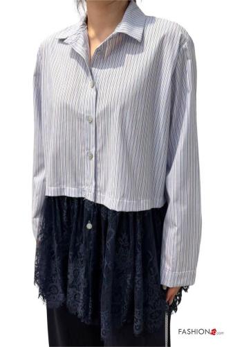 lace trim Cotton Shirt with buttons
