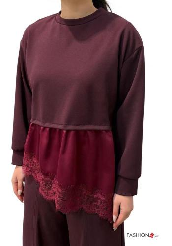 lace trim satin Blouse