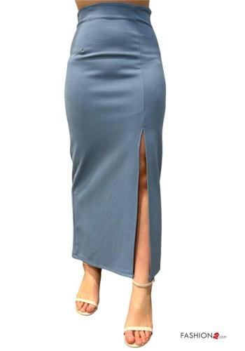 Gonna vita alta Longuette con spacco con zip con elastico