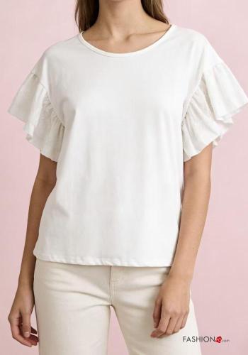 lace trim Cotton T-shirt