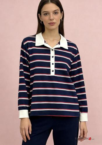 Striped Cotton Polo shirt with buttons