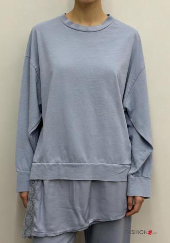 Camisola de mangas compridas em Algodão renda