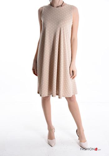 Polka-dot knee-length Sleeveless Dress