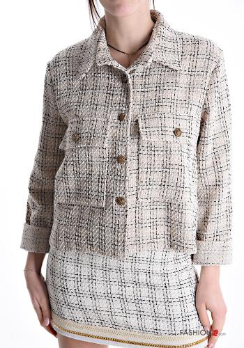 Vichy Cotton Jacket with buttons with pockets - ph 1