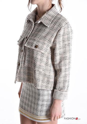 Vichy Cotton Jacket with buttons with pockets - ph 3