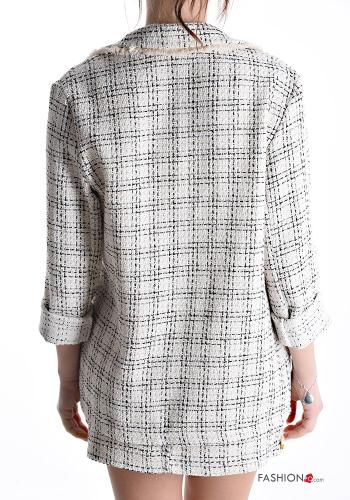 Vichy Muster Blazer aus Baumwolle mit Fransen - ph 2