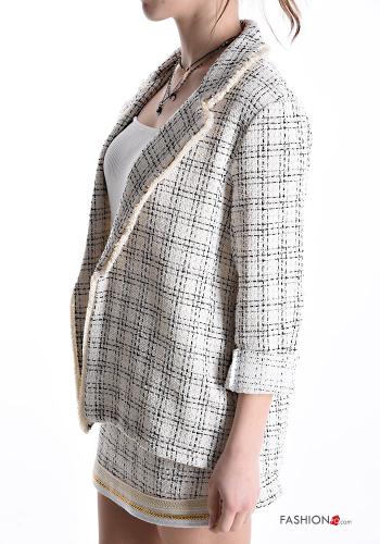 Vichy Muster Blazer aus Baumwolle mit Fransen - ph 3
