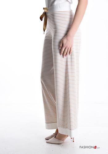 Pantalone in Cotone wide leg Fantasia righe con coulisse - ph 3