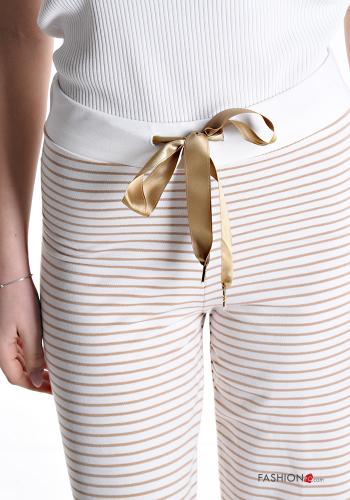 Pantalone in Cotone wide leg Fantasia righe con coulisse - ph 4
