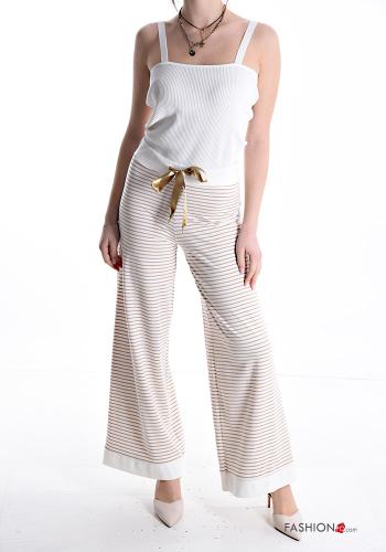 Pantalone in Cotone wide leg Fantasia righe con coulisse - ph 5