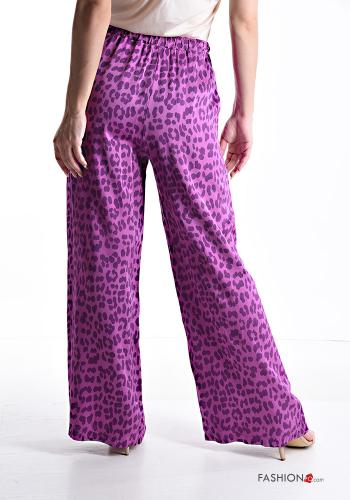 Pantalone wide leg Fantasia animalier con tasche con elastico - ph 2