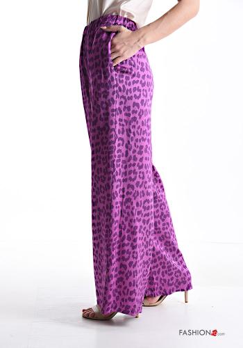 Pantalone wide leg Fantasia animalier con tasche con elastico - ph 3