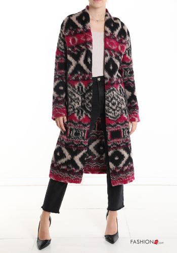 Geometrisches Muster Strickjacke aus Wollmischung