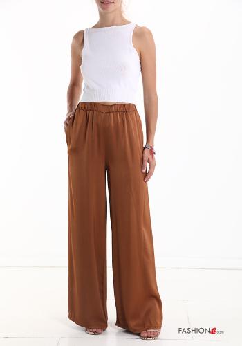 Pantalone raso wide leg con elastico - ph 5