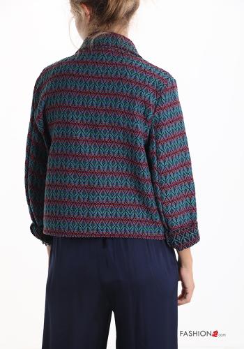 Abstrakte Muster Jacke aus Baumwolle mit Knöpfen mit Taschen - ph 2