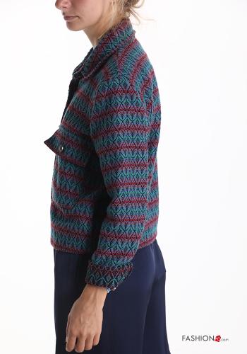 Abstrakte Muster Jacke aus Baumwolle mit Knöpfen mit Taschen - ph 3