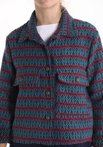 Abstrakte Muster Jacke aus Baumwolle mit Knöpfen mit Taschen - ph 4