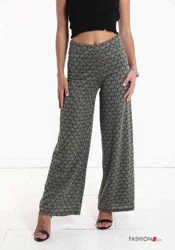 Geometric pattern wide leg Trousers with elastic - ph 1