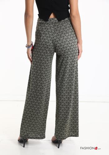 Geometric pattern wide leg Trousers with elastic - ph 2