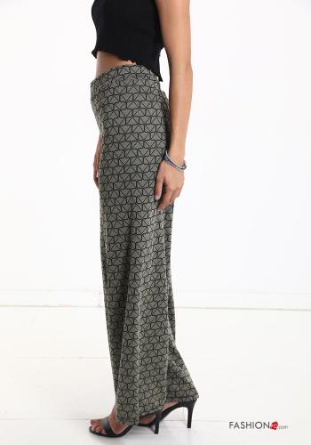 Geometric pattern wide leg Trousers with elastic - ph 3